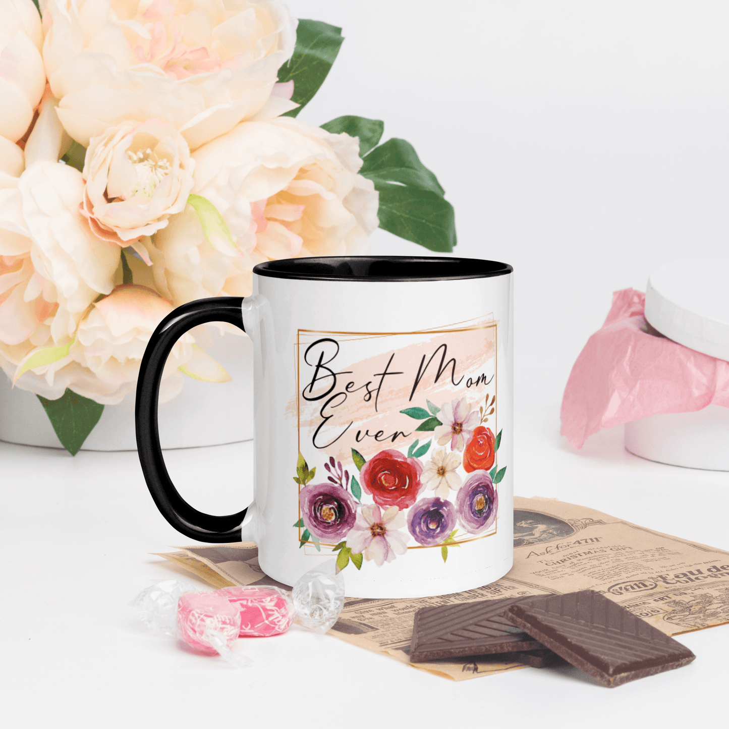 Best Mom Ever! ❤️ Ceramic Mug with Color Accent (Available in Various Colors!) - The Grateful Hearts