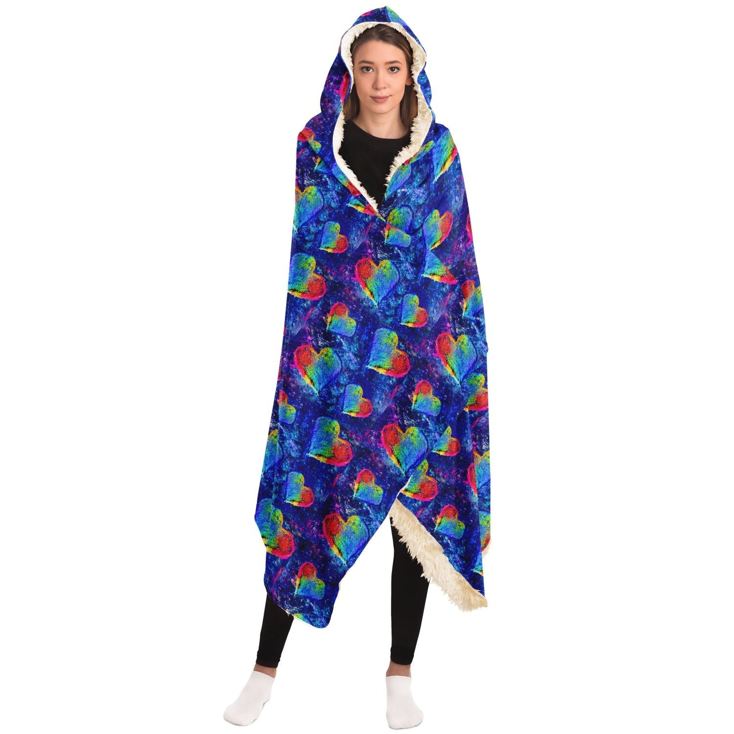 Glitter Hearts Hooded Blanket (Available in Premium Sherpa & Micro Fleece) - The Grateful Hearts