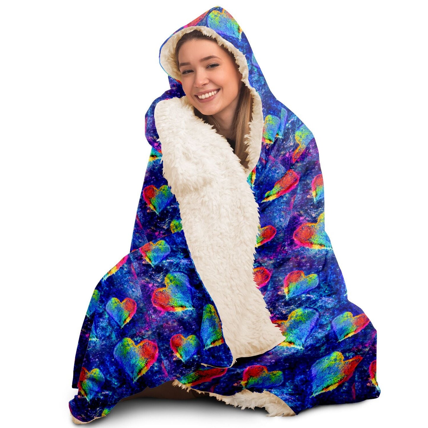 Glitter Hearts Hooded Blanket (Available in Premium Sherpa & Micro Fleece) - The Grateful Hearts