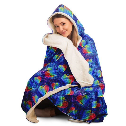 Glitter Hearts Hooded Blanket (Available in Premium Sherpa & Micro Fleece) - The Grateful Hearts