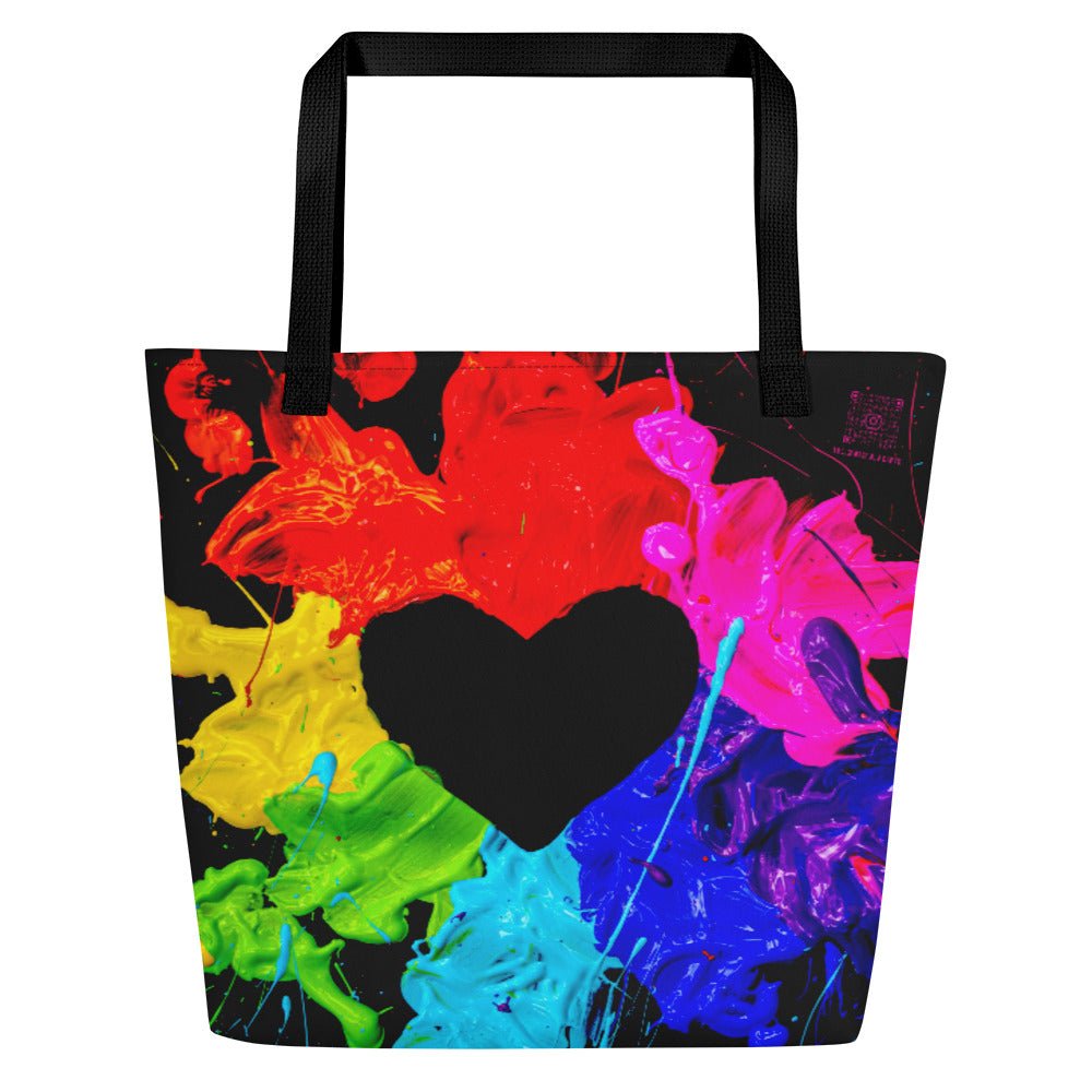 Heart Splash Large All-Over Print Tote Bag with inside Pocket - The Grateful Hearts