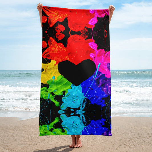 Heart Splash Large Terry Towel - The Grateful Hearts