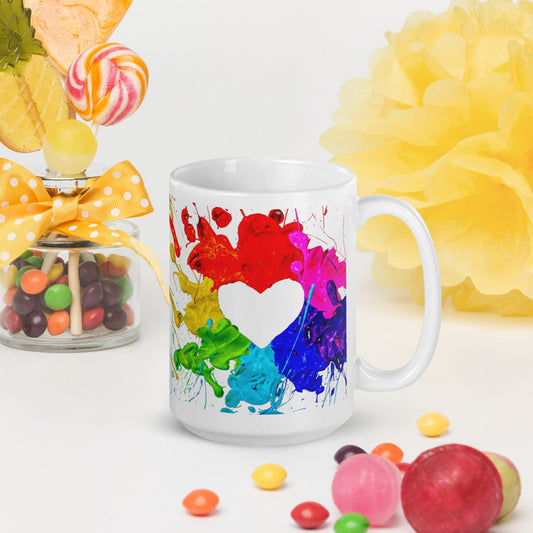 Heart Splash White Glossy Mug (11oz & 15oz sizes available) - The Grateful Hearts