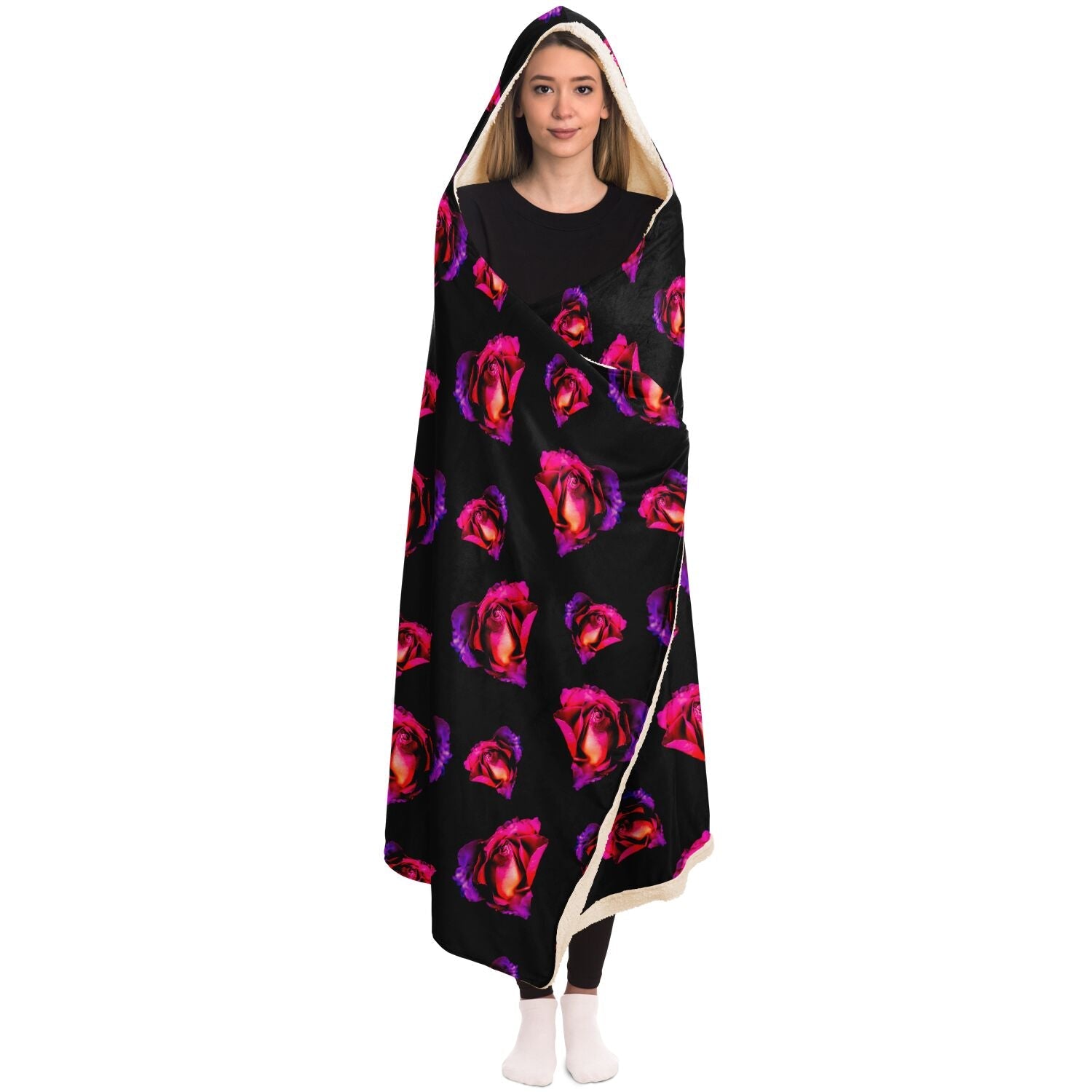 Kiss From A Rose Hooded Blanket (Available in Premium Sherpa & Micro Fleece) - The Grateful Hearts