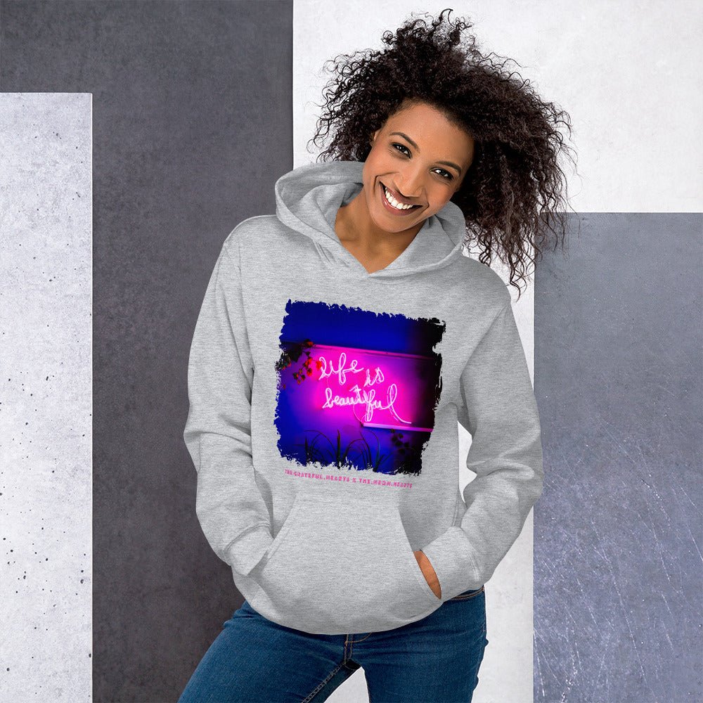 Life is Beautiful 💖 - Unisex Heavy Blend Hoodie (Available in Various Colors ❤️💙💜) - The Grateful Hearts