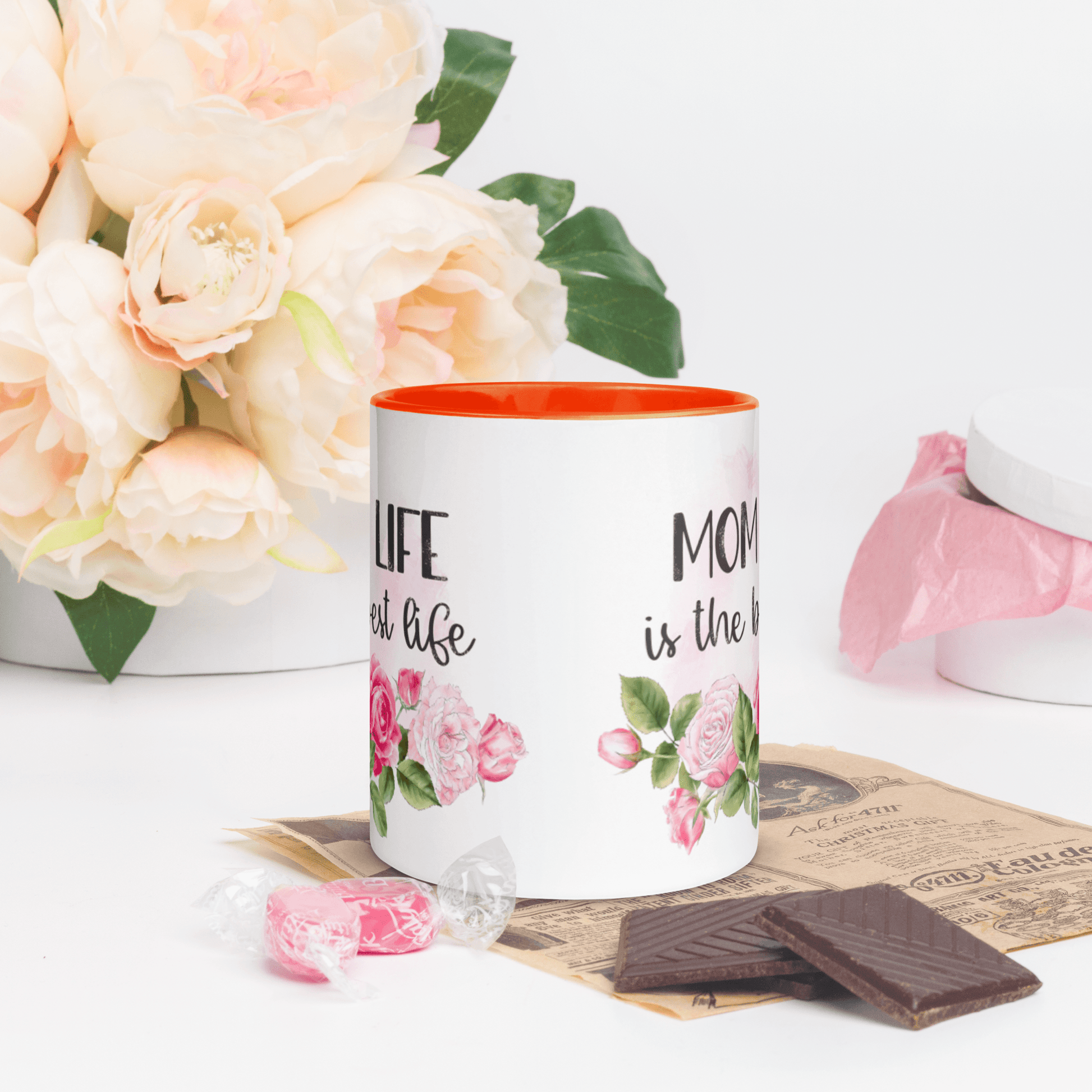 Mom Life is the Best Life ❤️ Ceramic Mug with Color Accent (Available in Various Colors!) - The Grateful Hearts