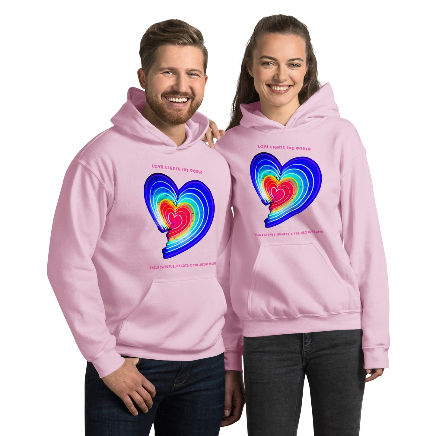 The Neon Heart - Love Lights The World ✨❤️ Heavy Blend Unisex Hoodie (Available in Various Colors!) - The Grateful Hearts