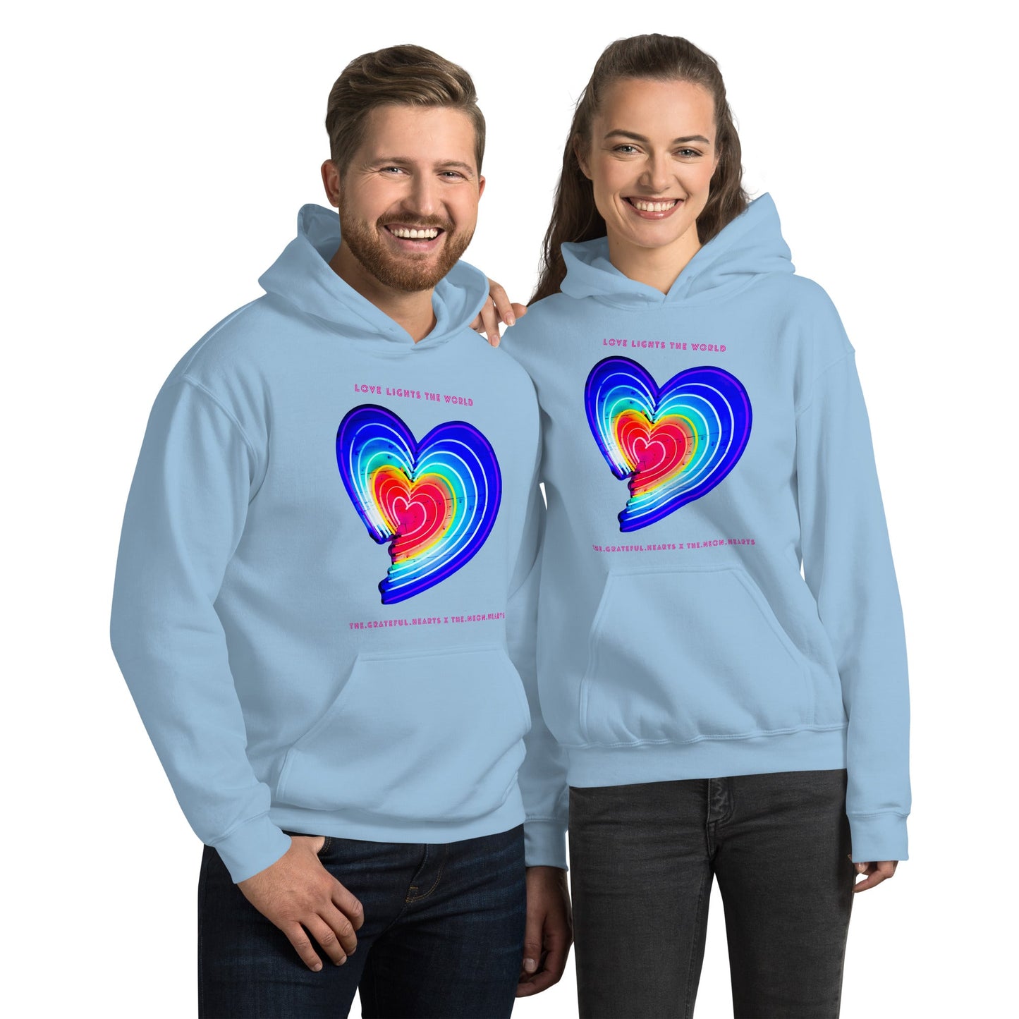 The Neon Heart - Love Lights The World ✨❤️ Heavy Blend Unisex Hoodie (Available in Various Colors!) - The Grateful Hearts