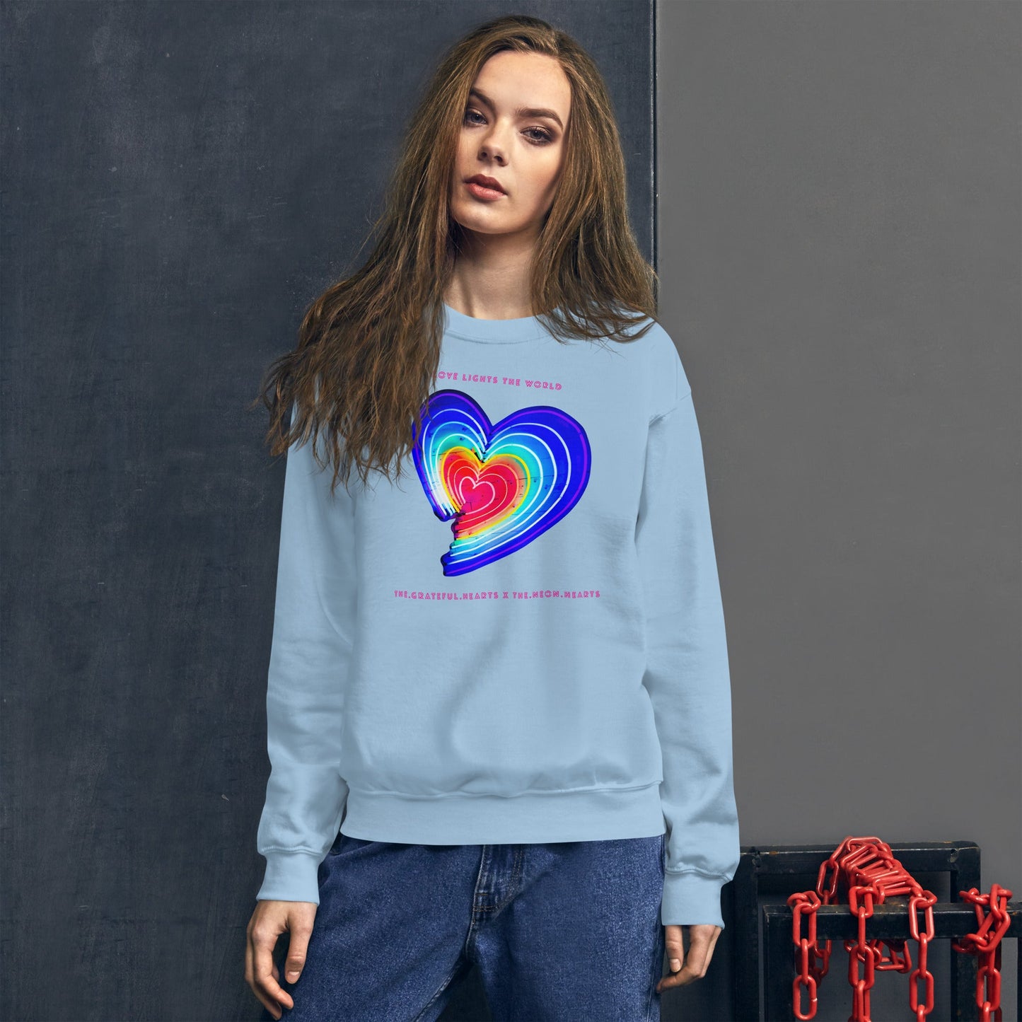 The Neon Heart - Love Lights The World ✨❤️ Unisex Sweatshirt (Available in Various Colors!) - The Grateful Hearts