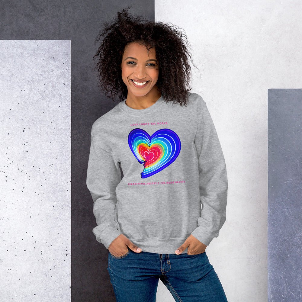 The Neon Heart - Love Lights The World ✨❤️ Unisex Sweatshirt (Available in Various Colors!) - The Grateful Hearts