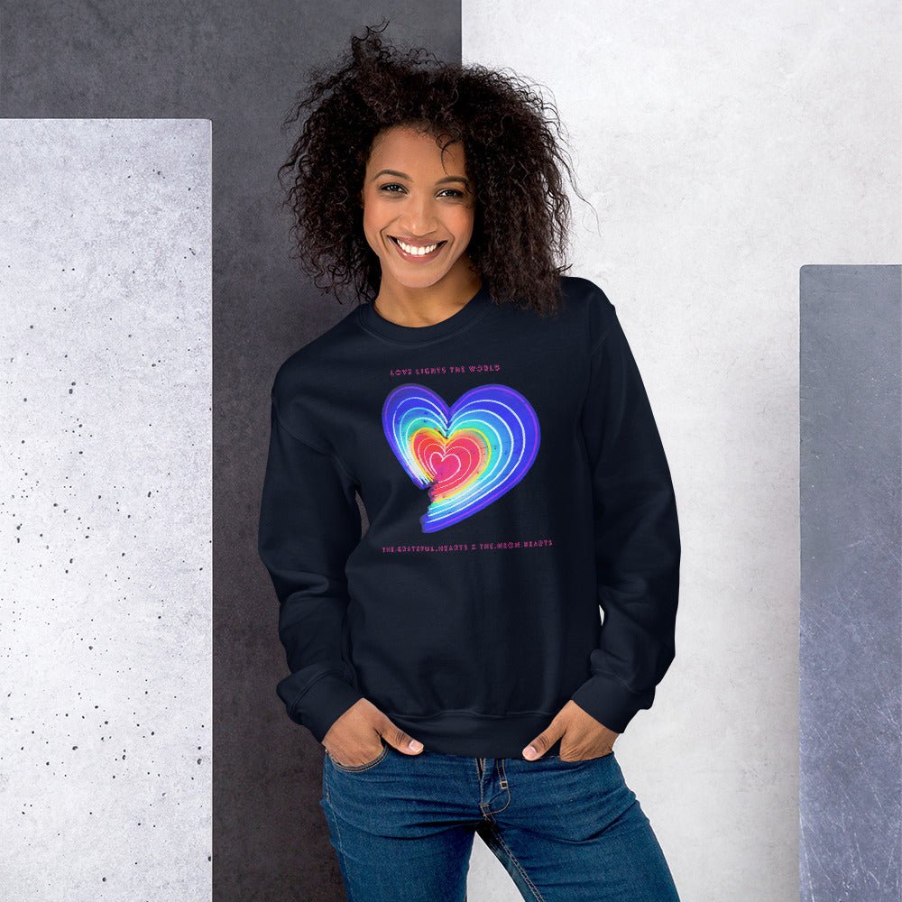 The Neon Heart - Love Lights The World ✨❤️ Unisex Sweatshirt (Available in Various Colors!) - The Grateful Hearts
