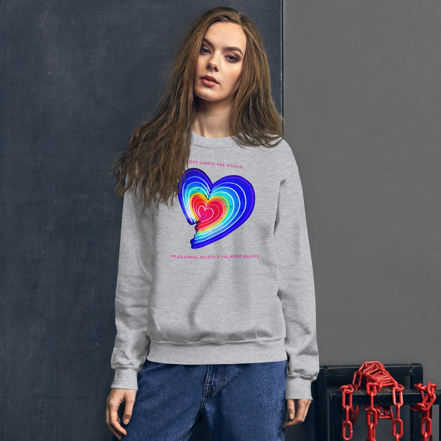 The Neon Heart - Love Lights The World ✨❤️ Unisex Sweatshirt (Available in Various Colors!) - The Grateful Hearts