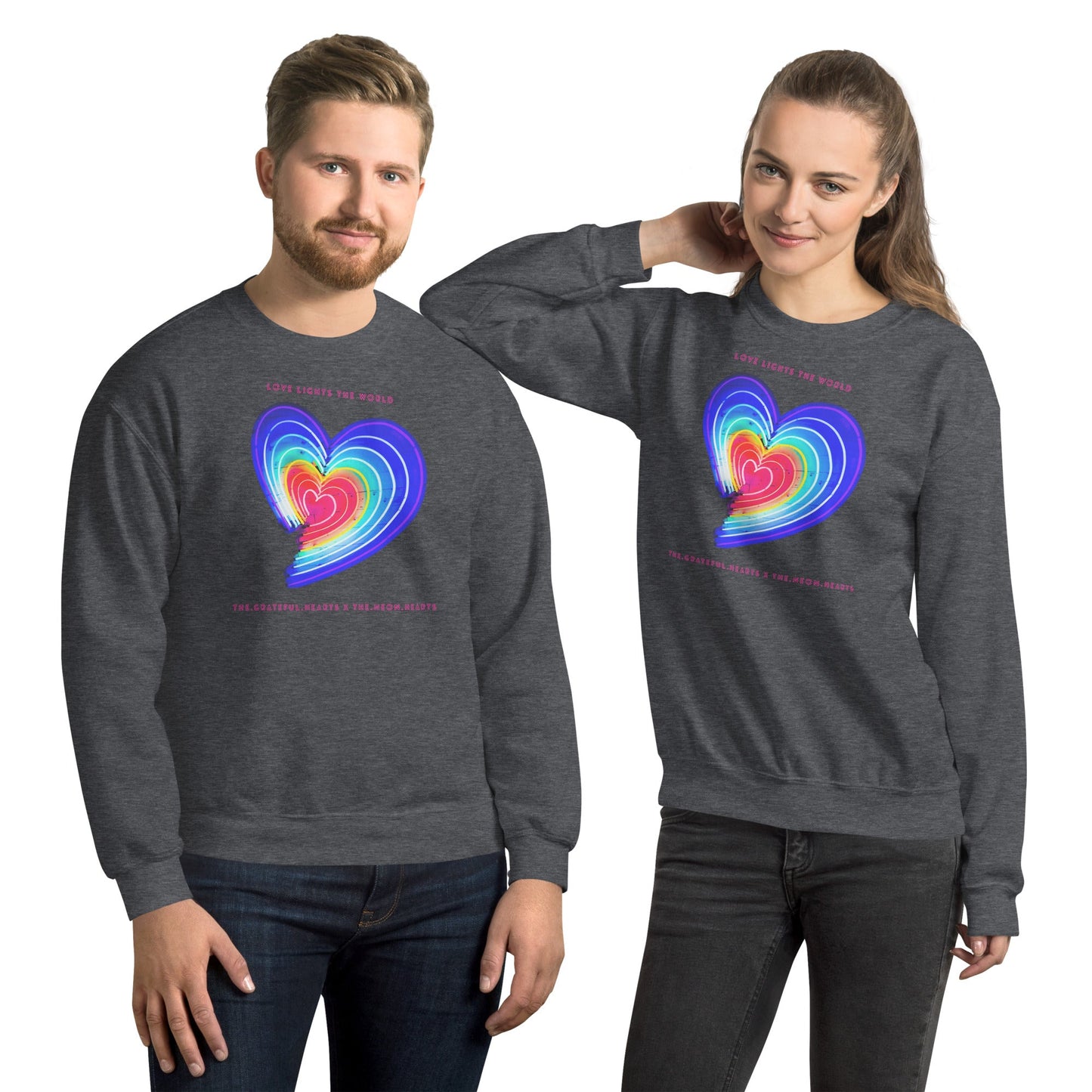 The Neon Heart - Love Lights The World ✨❤️ Unisex Sweatshirt (Available in Various Colors!) - The Grateful Hearts
