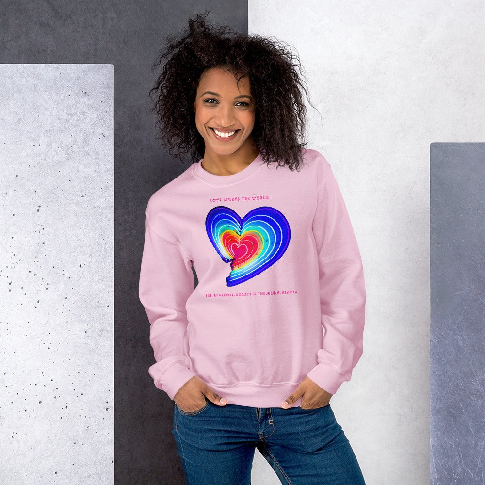 The Neon Heart - Love Lights The World ✨❤️ Unisex Sweatshirt (Available in Various Colors!) - The Grateful Hearts