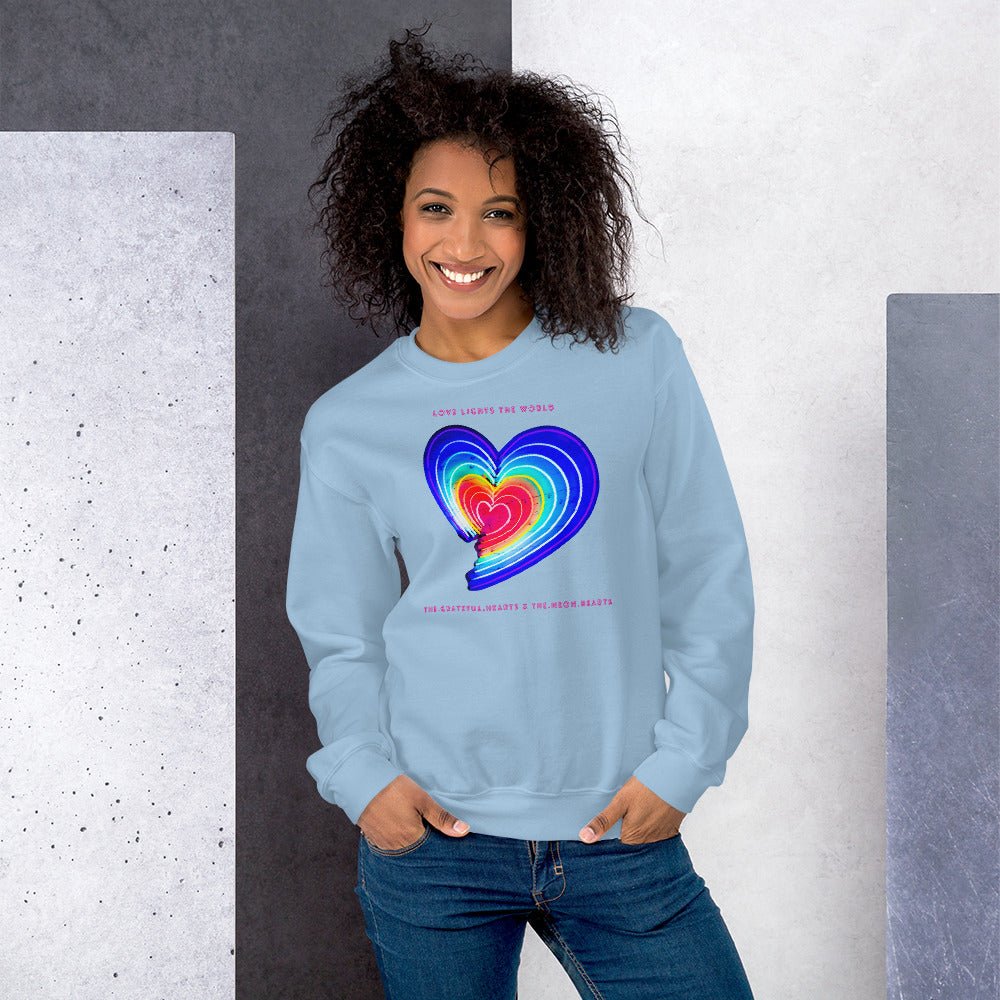 The Neon Heart - Love Lights The World ✨❤️ Unisex Sweatshirt (Available in Various Colors!) - The Grateful Hearts