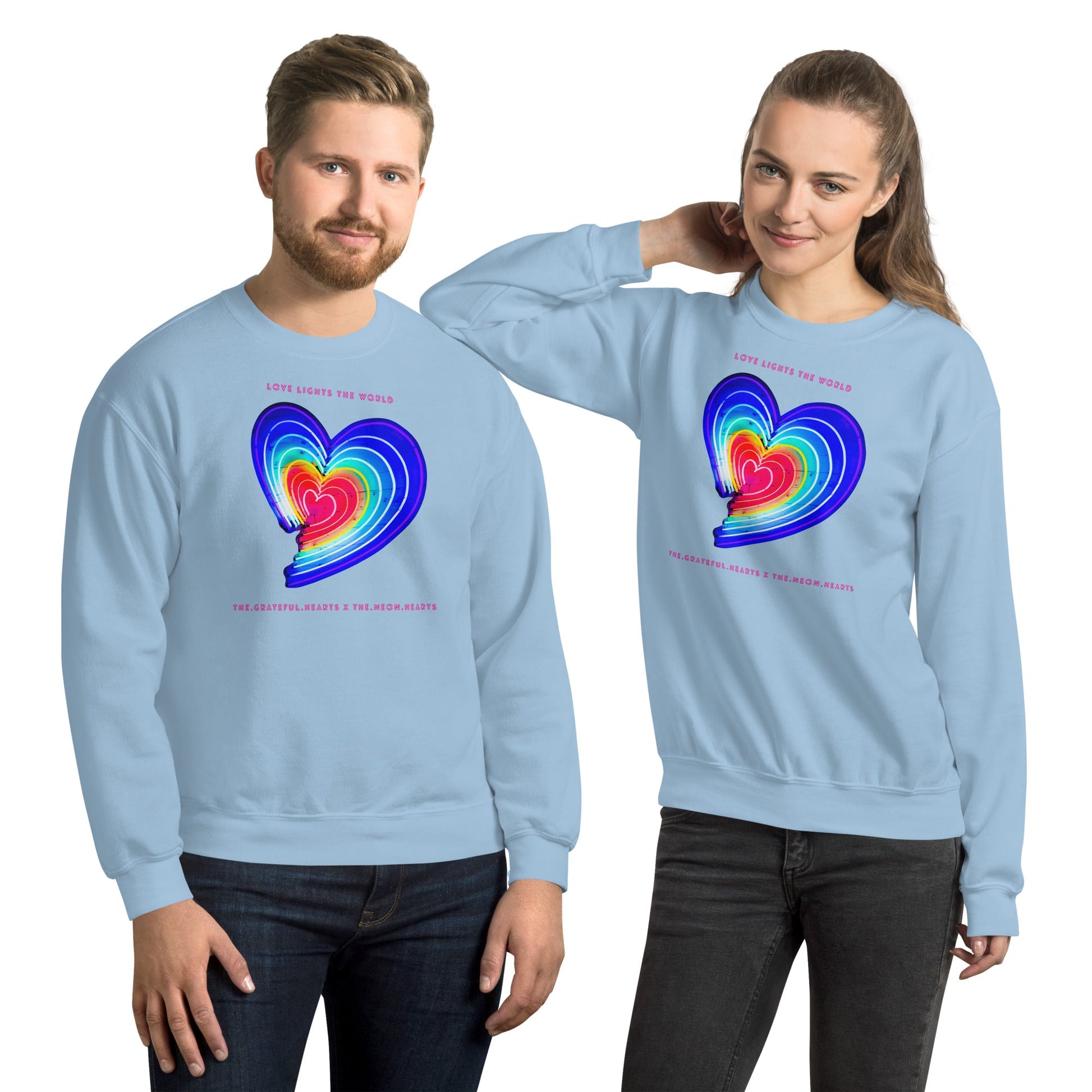 The Neon Heart - Love Lights The World ✨❤️ Unisex Sweatshirt (Available in Various Colors!) - The Grateful Hearts
