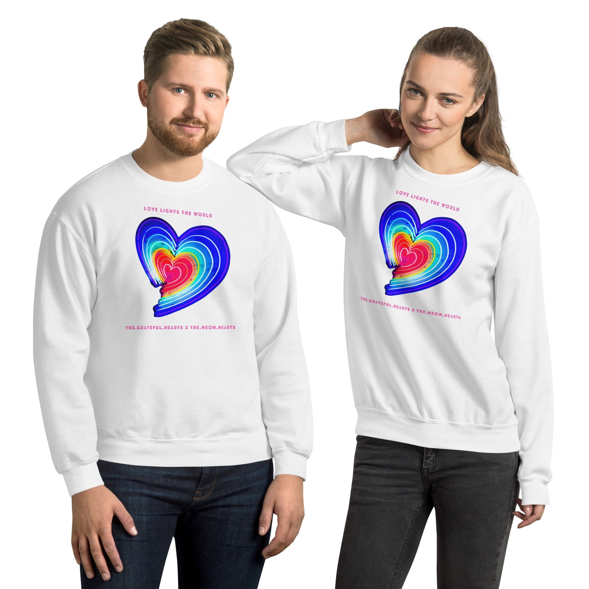 The Neon Heart - Love Lights The World ✨❤️ Unisex Sweatshirt (Available in Various Colors!) - The Grateful Hearts