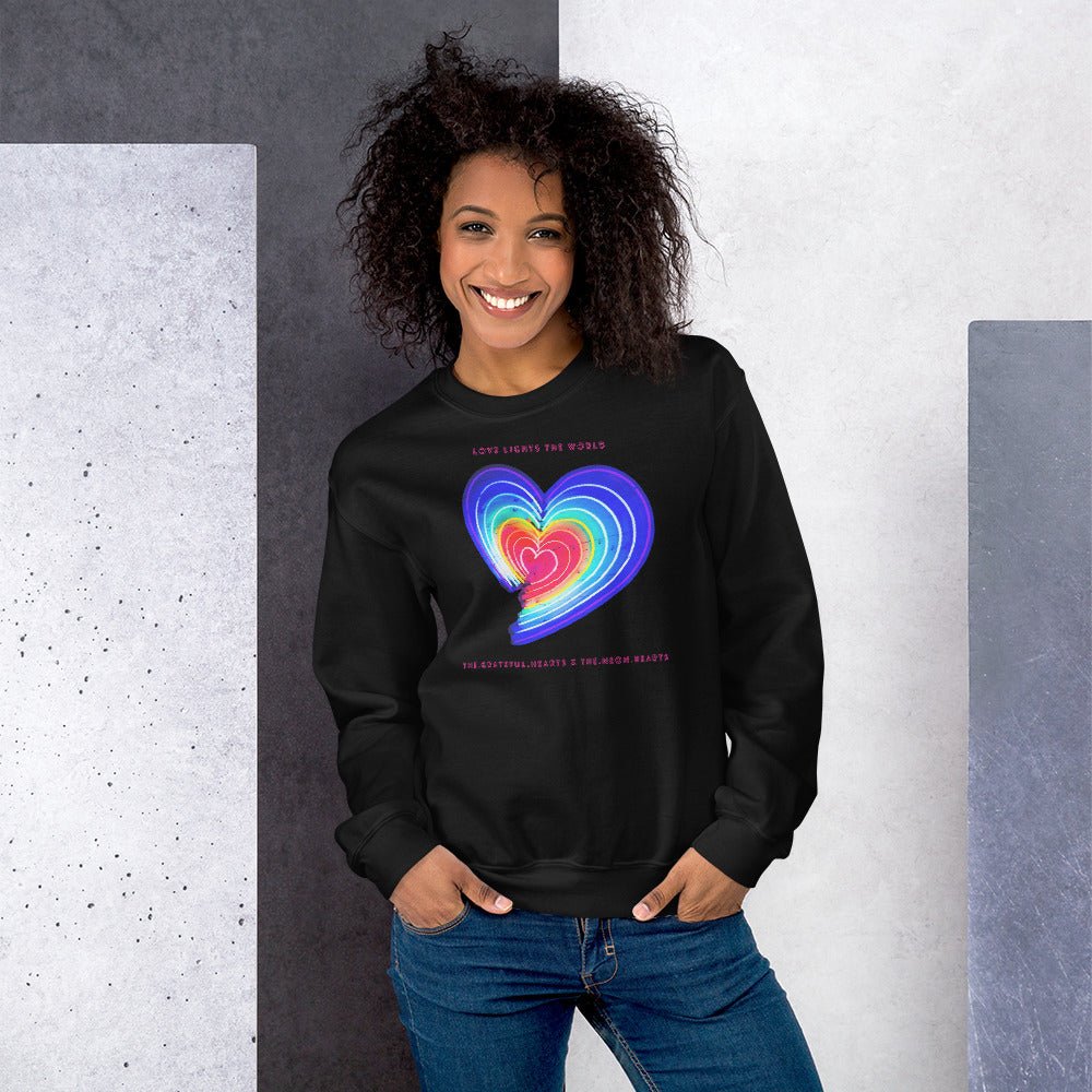 The Neon Heart - Love Lights The World ✨❤️ Unisex Sweatshirt (Available in Various Colors!) - The Grateful Hearts