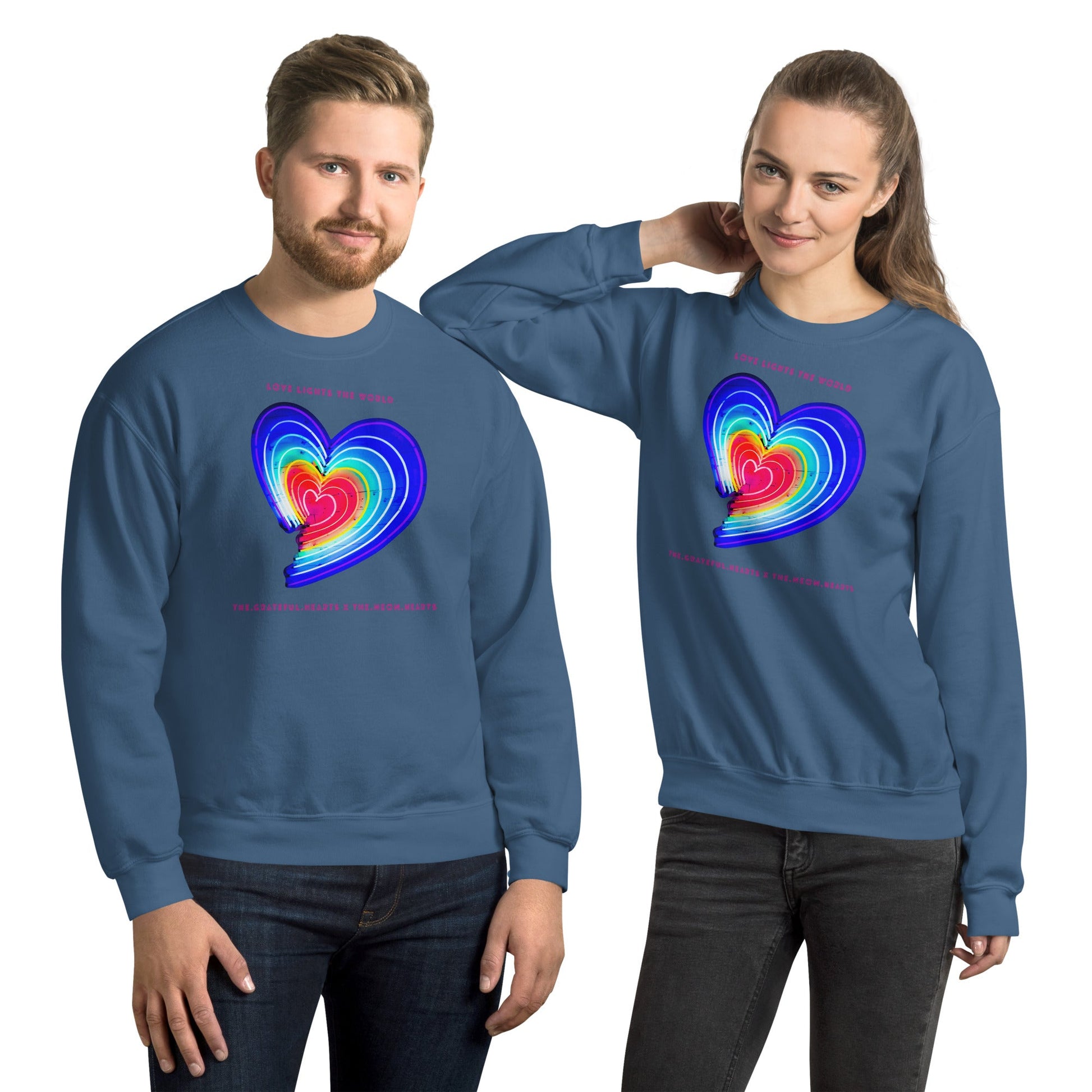 The Neon Heart - Love Lights The World ✨❤️ Unisex Sweatshirt (Available in Various Colors!) - The Grateful Hearts