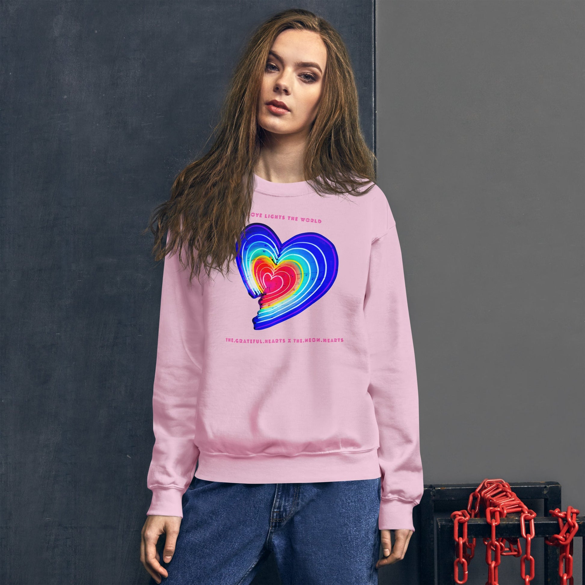The Neon Heart - Love Lights The World ✨❤️ Unisex Sweatshirt (Available in Various Colors!) - The Grateful Hearts
