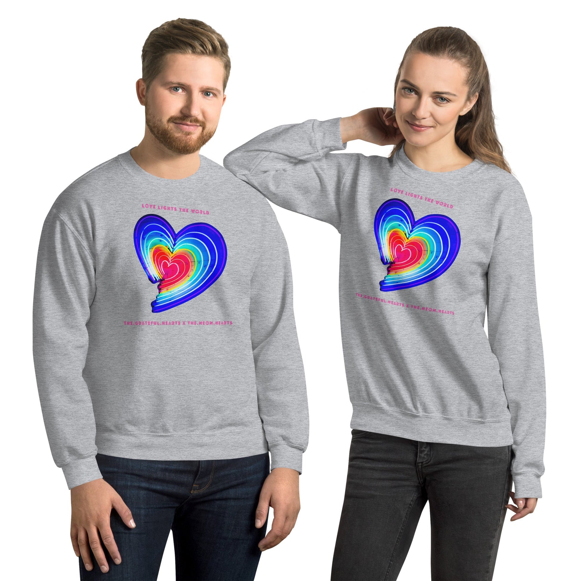 The Neon Heart - Love Lights The World ✨❤️ Unisex Sweatshirt (Available in Various Colors!) - The Grateful Hearts