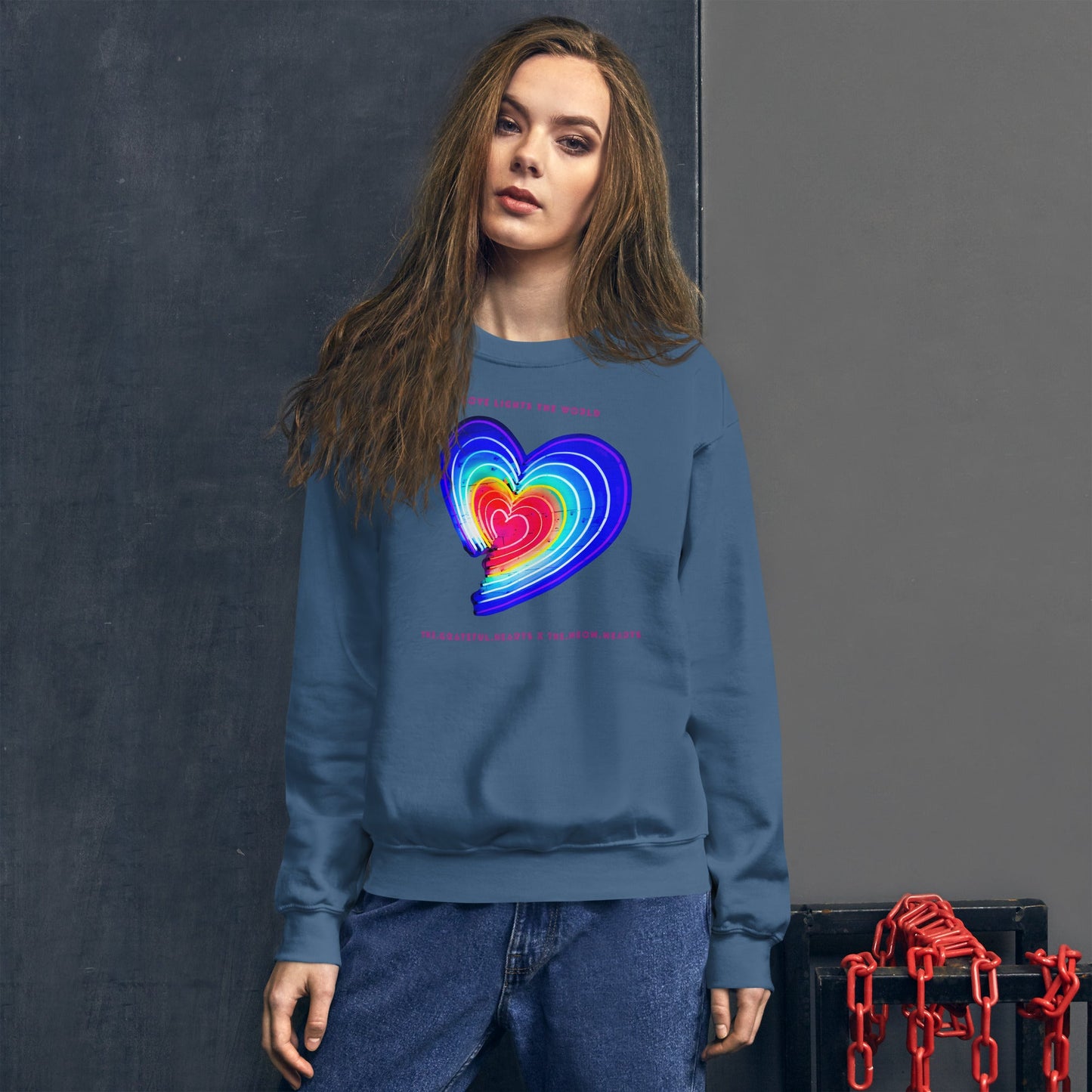 The Neon Heart - Love Lights The World ✨❤️ Unisex Sweatshirt (Available in Various Colors!) - The Grateful Hearts