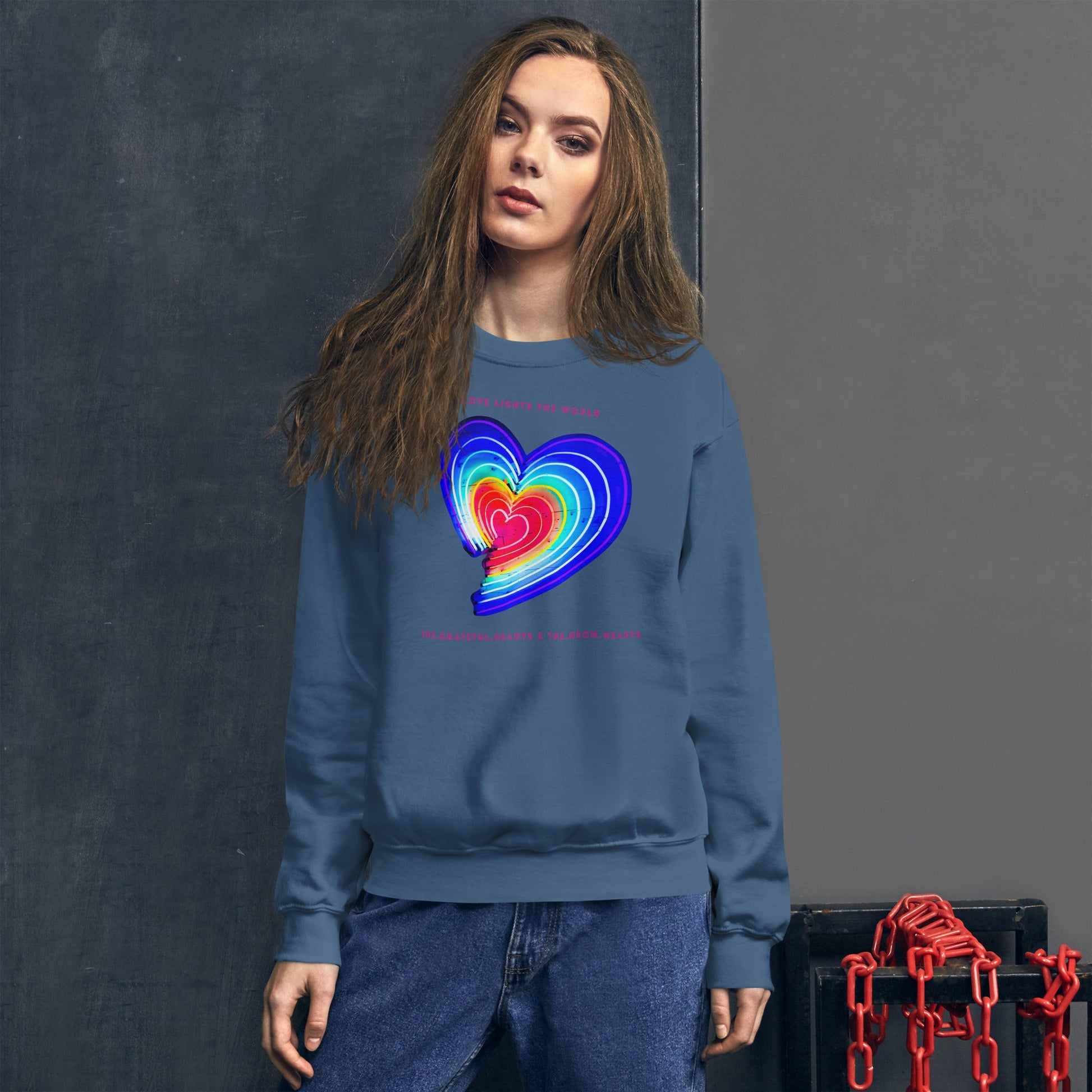 The Neon Heart - Love Lights The World ✨❤️ Unisex Sweatshirt (Available in Various Colors!) - The Grateful Hearts