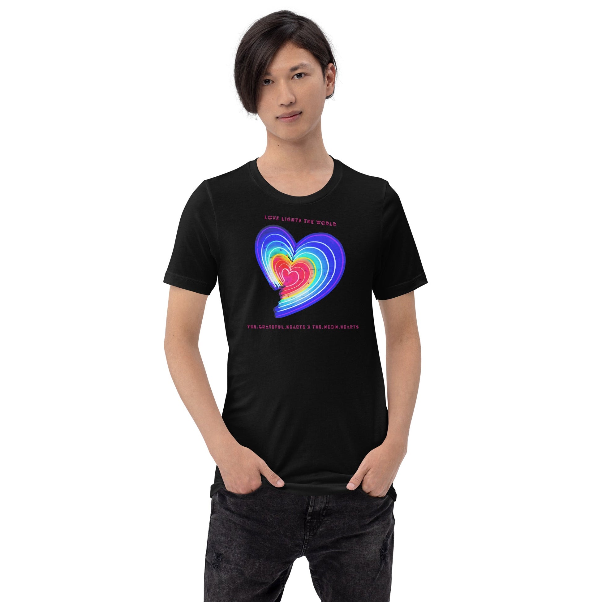 The Neon Heart - Love Lights The World ✨❤️ Unisex t-shirt (Available in Various Colors!) - The Grateful Hearts