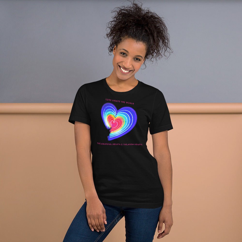 The Neon Heart - Love Lights The World ✨❤️ Unisex t-shirt (Available in Various Colors!) - The Grateful Hearts