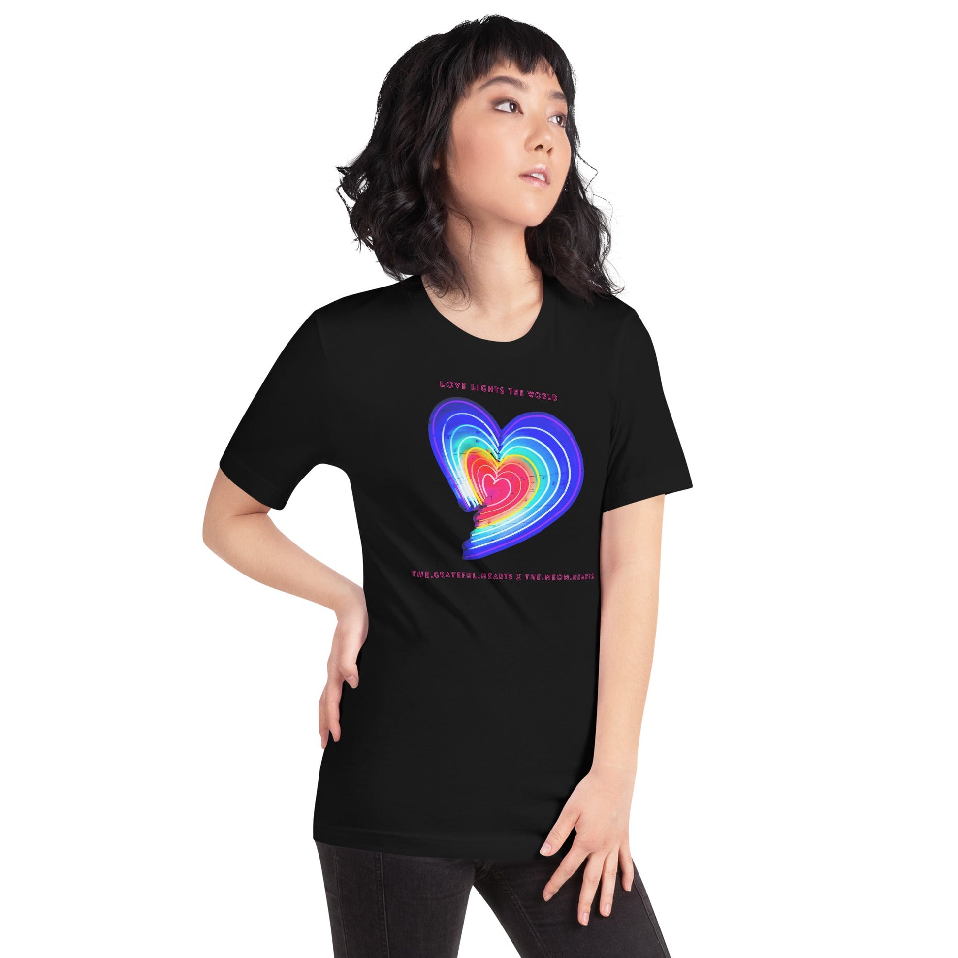 The Neon Heart - Love Lights The World ✨❤️ Unisex t-shirt (Available in Various Colors!) - The Grateful Hearts