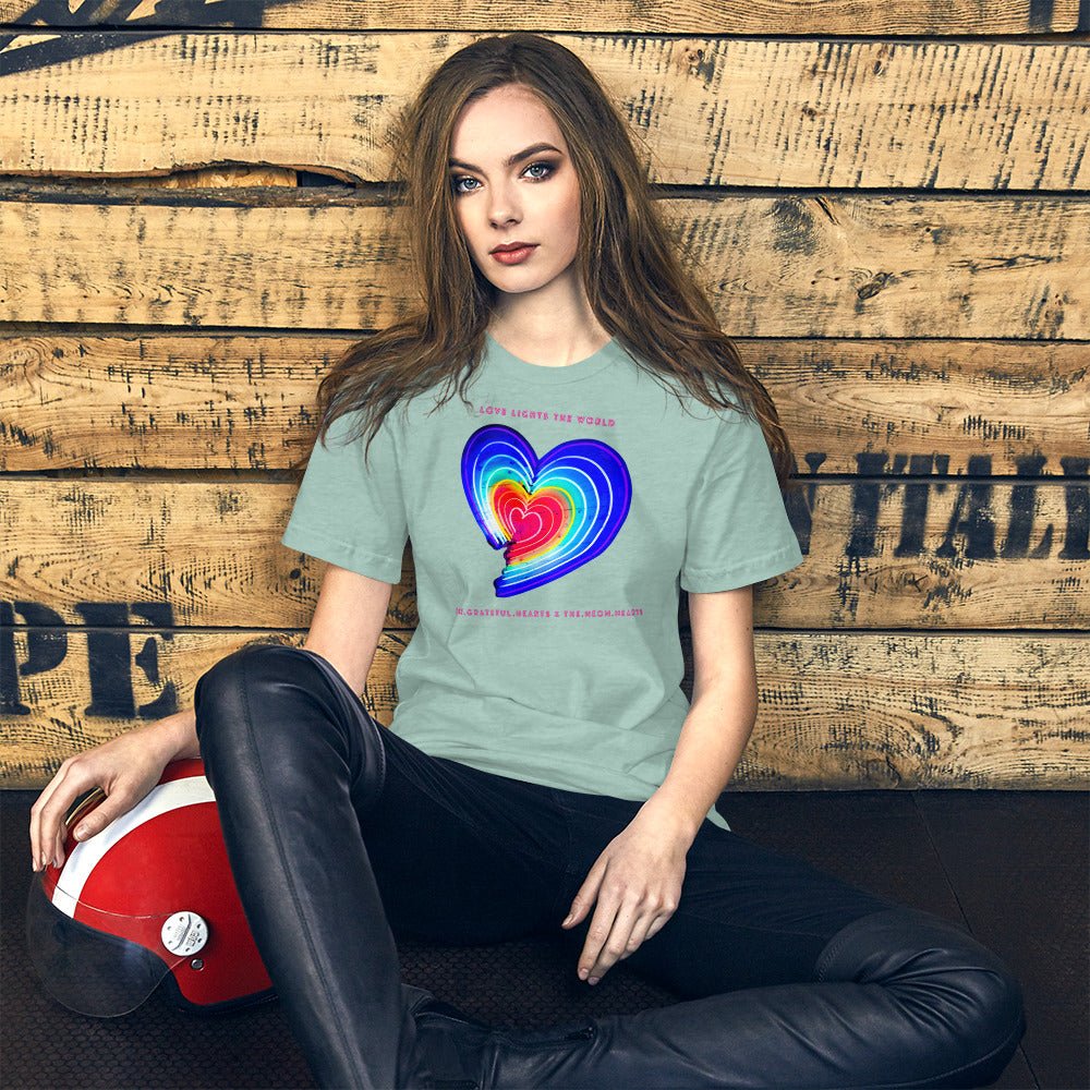 The Neon Heart - Love Lights The World ✨❤️ Unisex t-shirt (Available in Various Colors!) - The Grateful Hearts