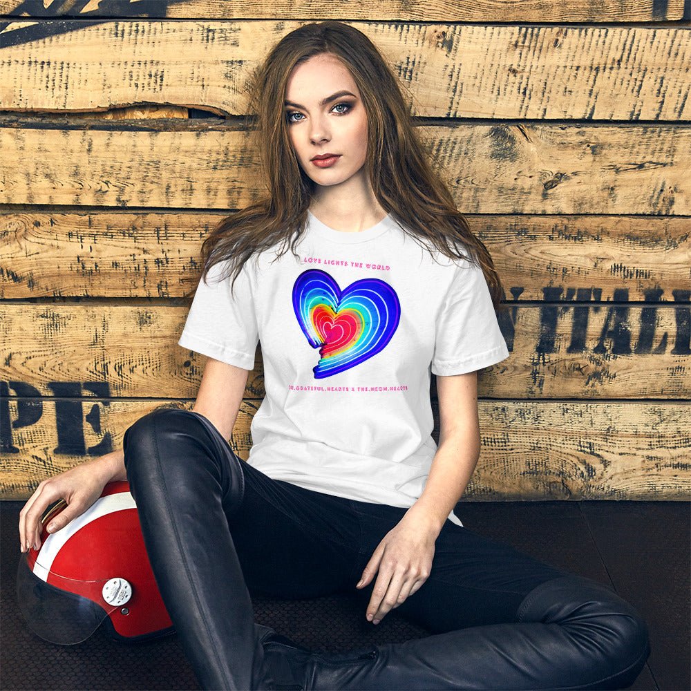 The Neon Heart - Love Lights The World ✨❤️ Unisex t-shirt (Available in Various Colors!) - The Grateful Hearts
