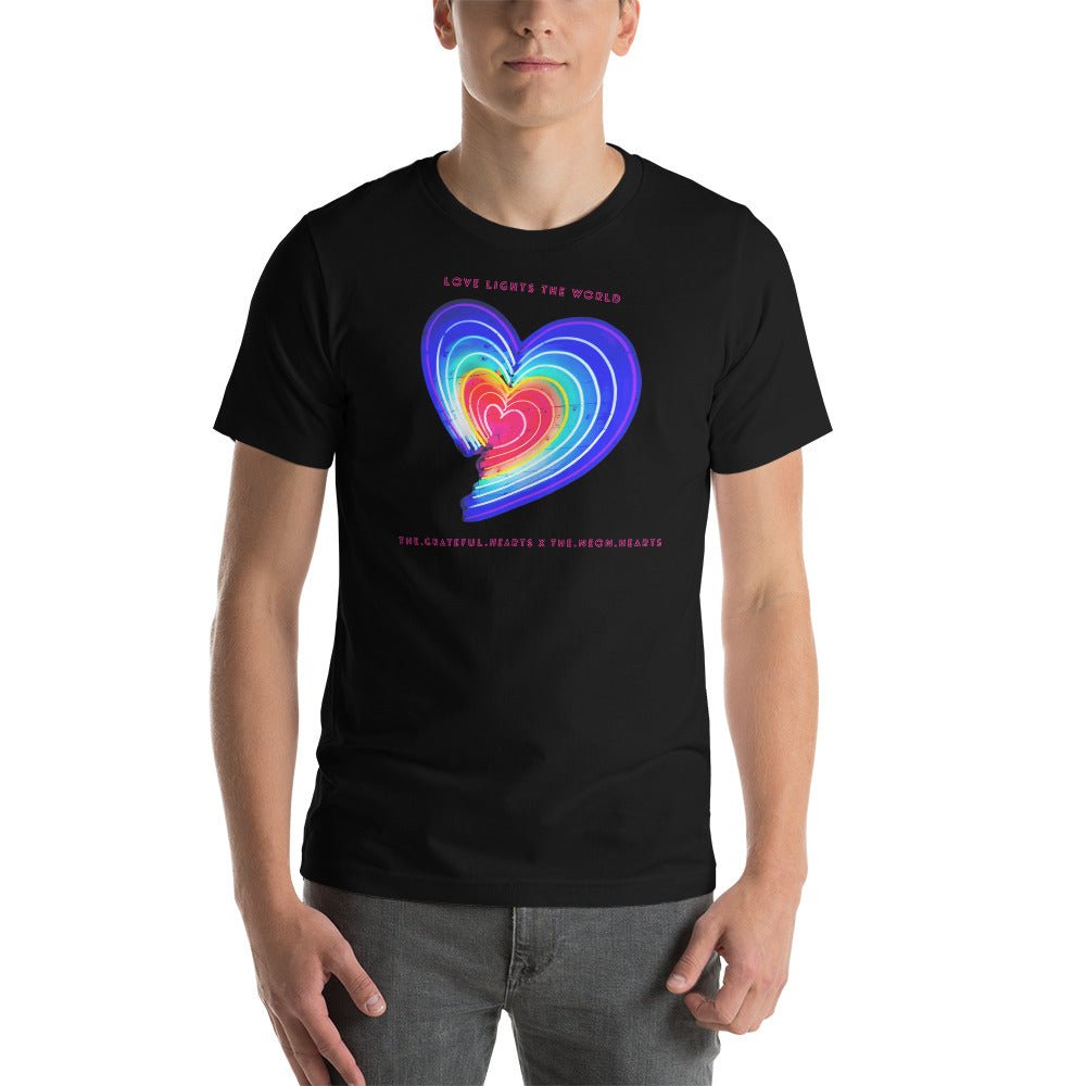 The Neon Heart - Love Lights The World ✨❤️ Unisex t-shirt (Available in Various Colors!) - The Grateful Hearts