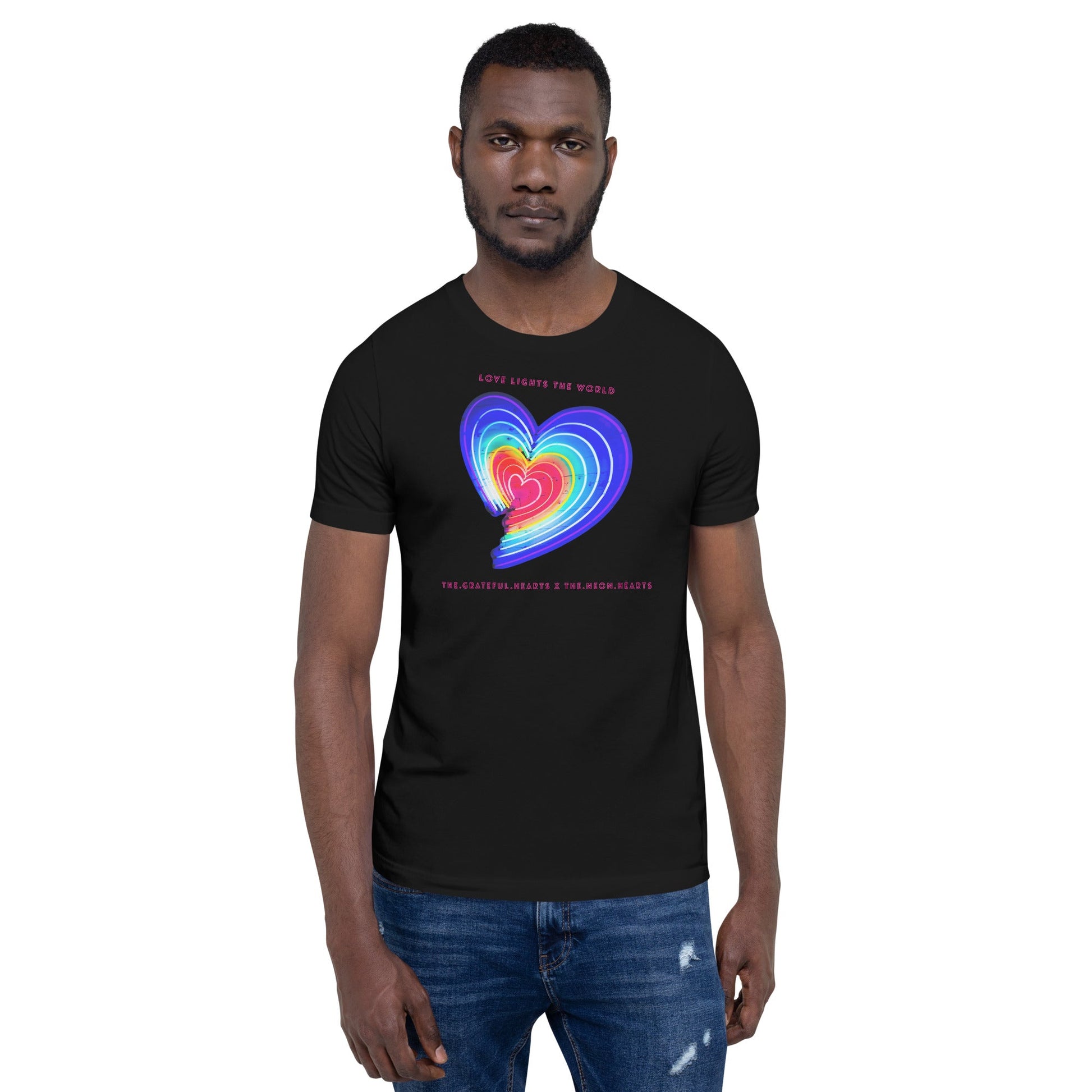 The Neon Heart - Love Lights The World ✨❤️ Unisex t-shirt (Available in Various Colors!) - The Grateful Hearts