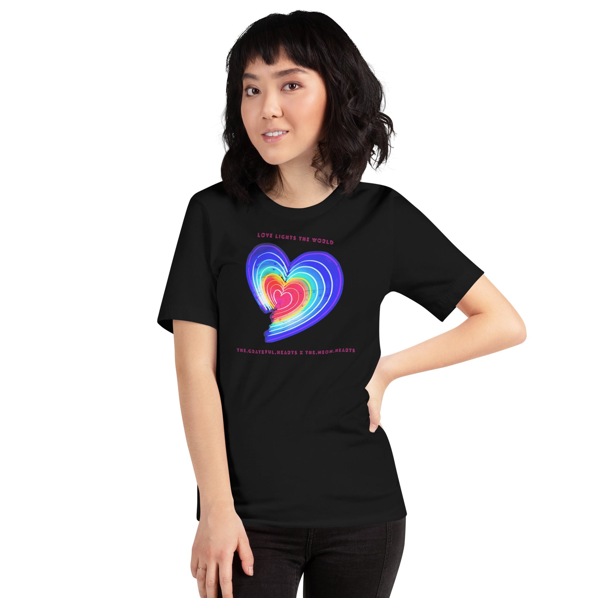 The Neon Heart - Love Lights The World ✨❤️ Unisex t-shirt (Available in Various Colors!) - The Grateful Hearts