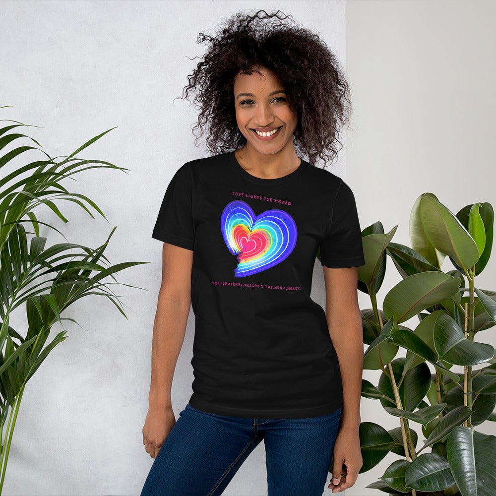 The Neon Heart - Love Lights The World ✨❤️ Unisex t-shirt (Available in Various Colors!) - The Grateful Hearts