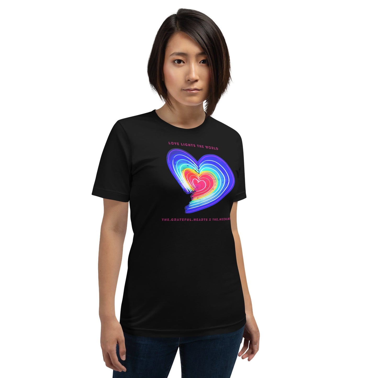The Neon Heart - Love Lights The World ✨❤️ Unisex t-shirt (Available in Various Colors!) - The Grateful Hearts