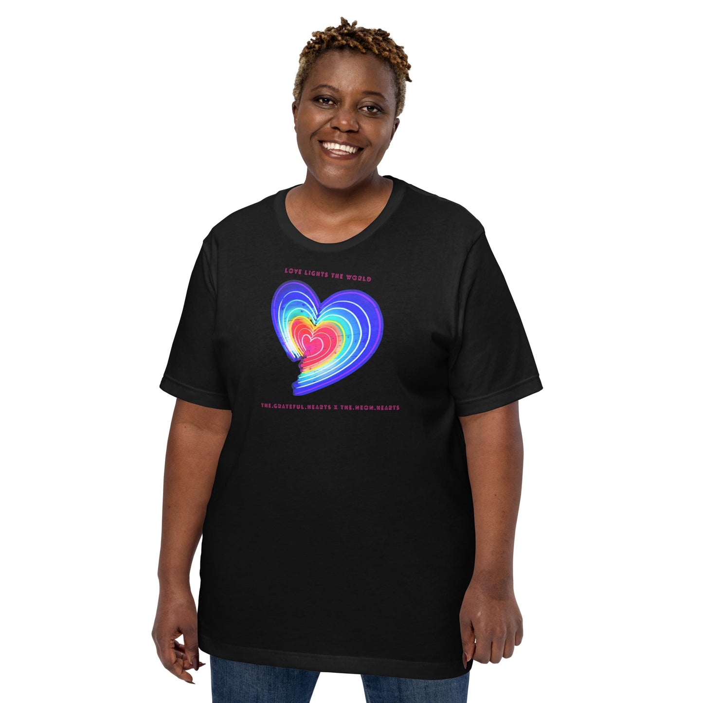The Neon Heart - Love Lights The World ✨❤️ Unisex t-shirt (Available in Various Colors!) - The Grateful Hearts