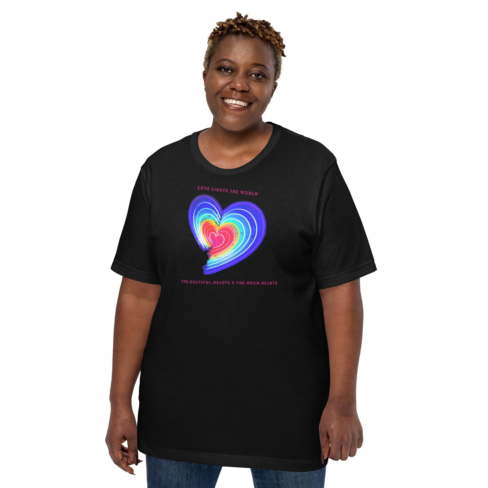 The Neon Heart - Love Lights The World ✨❤️ Unisex t-shirt (Available in Various Colors!) - The Grateful Hearts