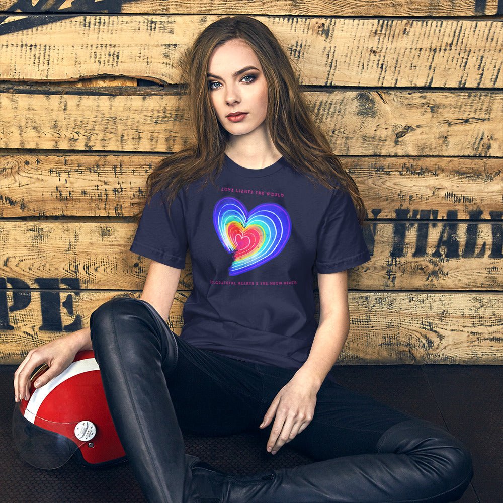 The Neon Heart - Love Lights The World ✨❤️ Unisex t-shirt (Available in Various Colors!) - The Grateful Hearts