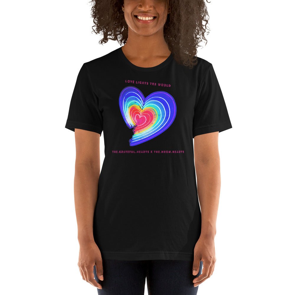 The Neon Heart - Love Lights The World ✨❤️ Unisex t-shirt (Available in Various Colors!) - The Grateful Hearts
