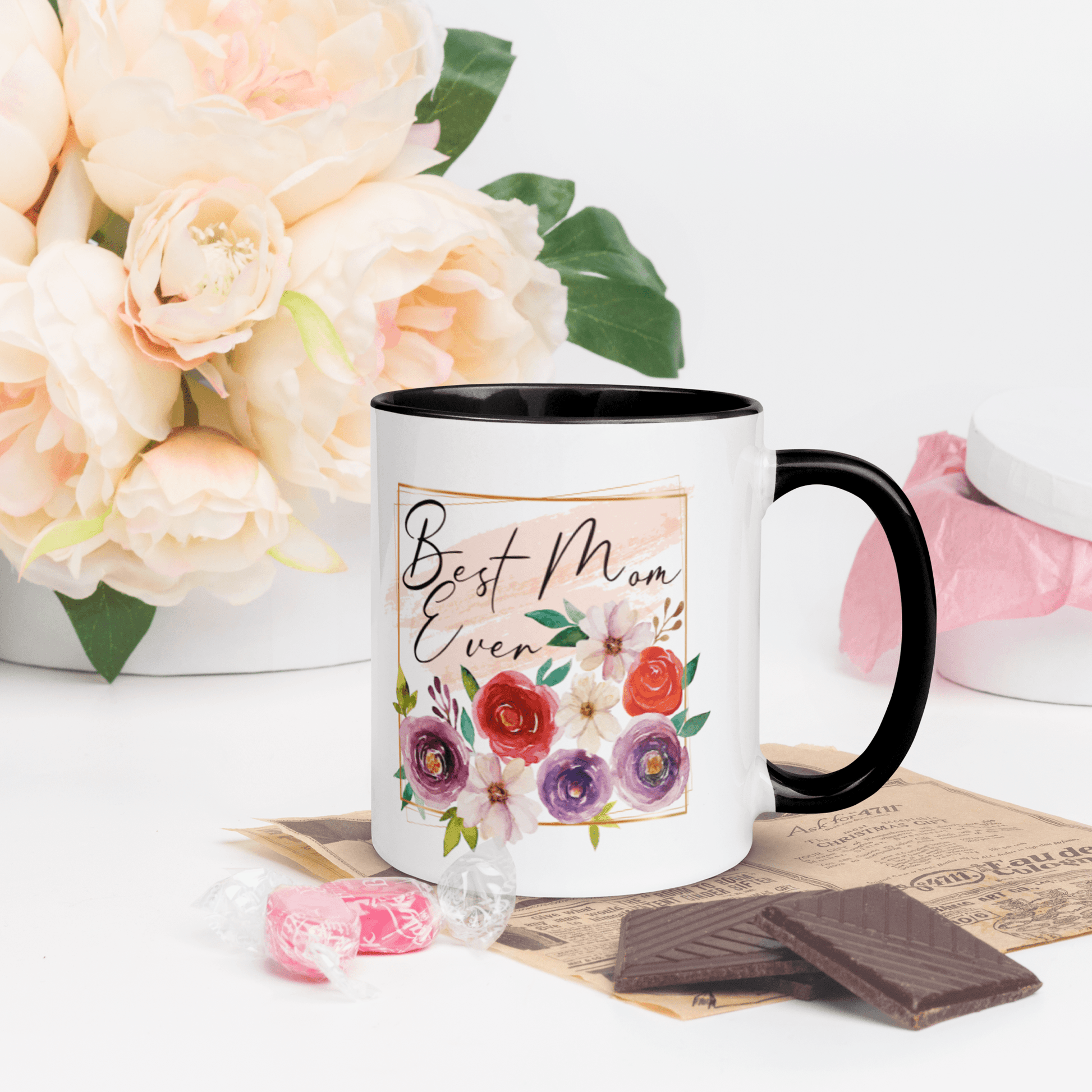 Best Mom Ever! ❤️ Ceramic Mug with Color Accent (Available in Various Colors!) - The Grateful Hearts