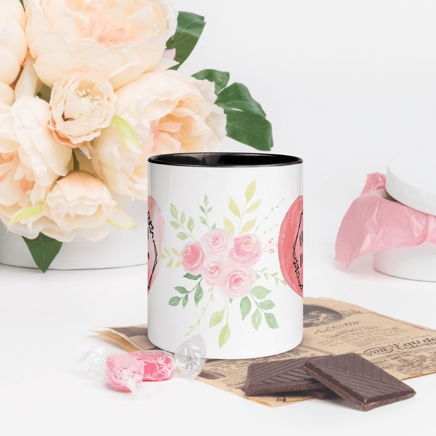 Blessed Mama ❤️ Ceramic Mug with Color Accent (Available in Various Colors!) - The Grateful Hearts