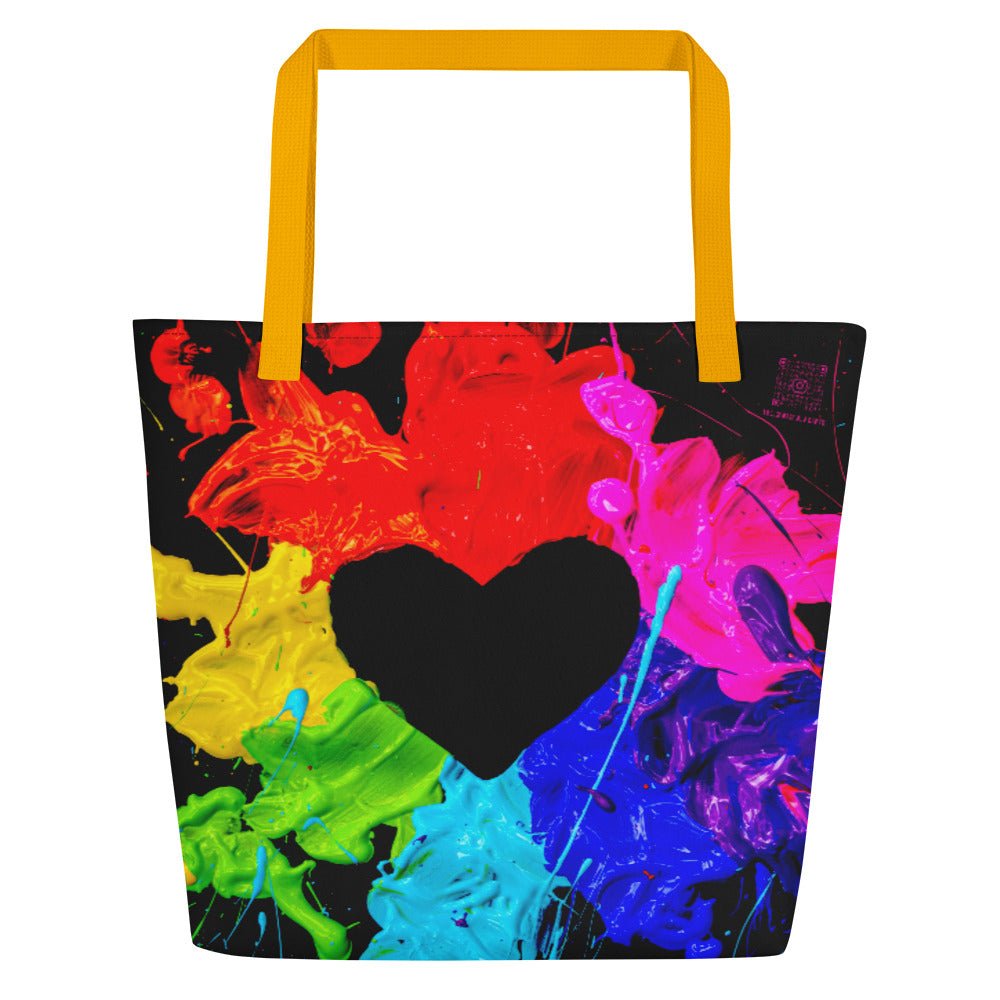 Heart Splash Large All-Over Print Tote Bag with inside Pocket - The Grateful Hearts