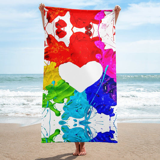 Heart Splash Large Terry Towel - The Grateful Hearts