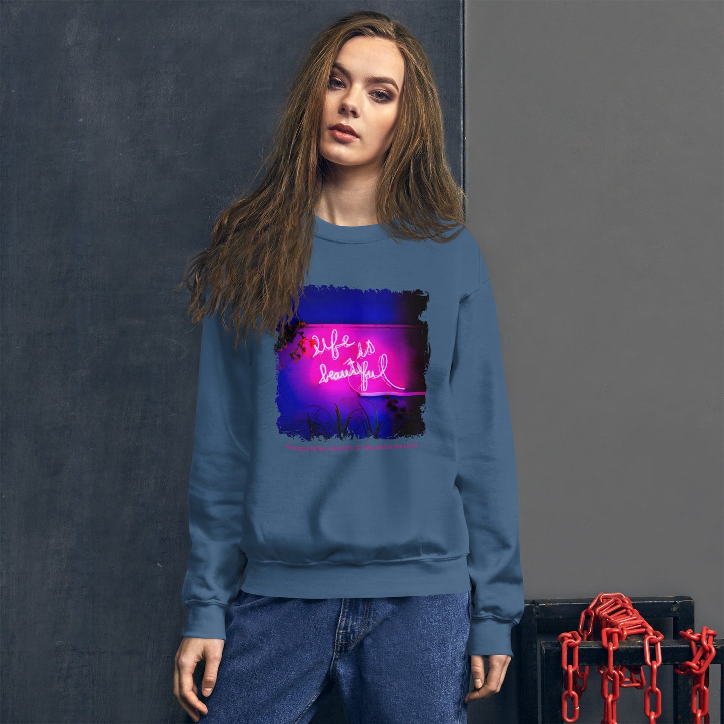 Life is Beautiful 💖 - Unisex Crew Neck Sweatshirt (Available in Various Colors!) - The Grateful Hearts