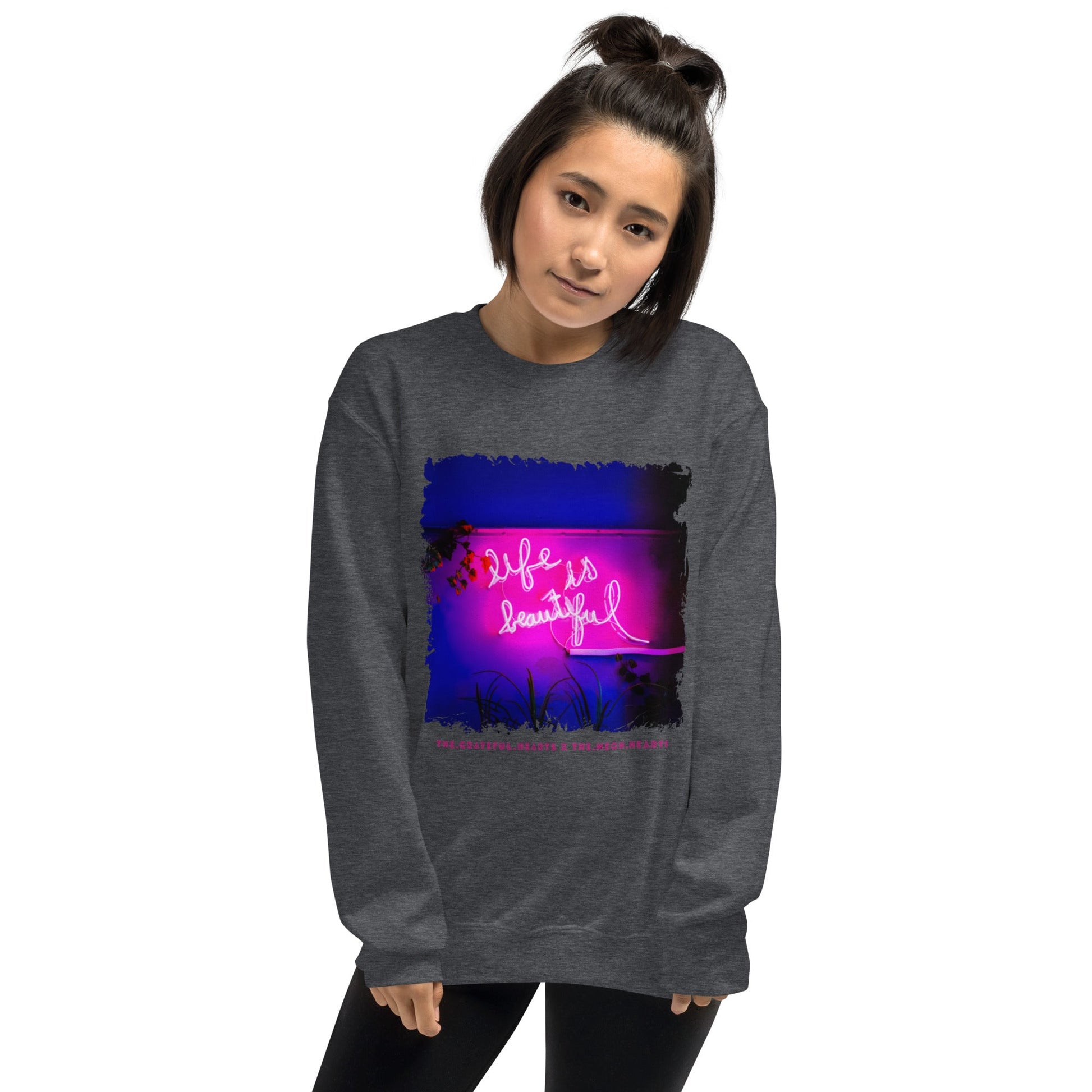 Life is Beautiful 💖 - Unisex Crew Neck Sweatshirt (Available in Various Colors!) - The Grateful Hearts