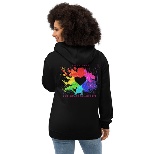 Love Wins - Heart Splash Premium Eco Hoodie (Available in Black & White) - The Grateful Hearts