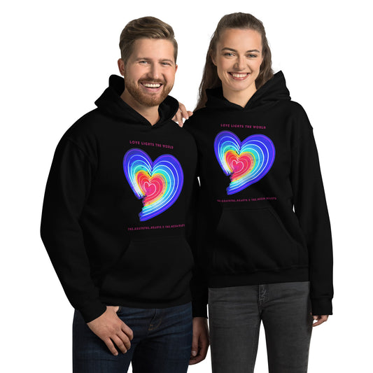 The Neon Heart - Love Lights The World ✨❤️ Heavy Blend Unisex Hoodie (Available in Various Colors!) - The Grateful Hearts