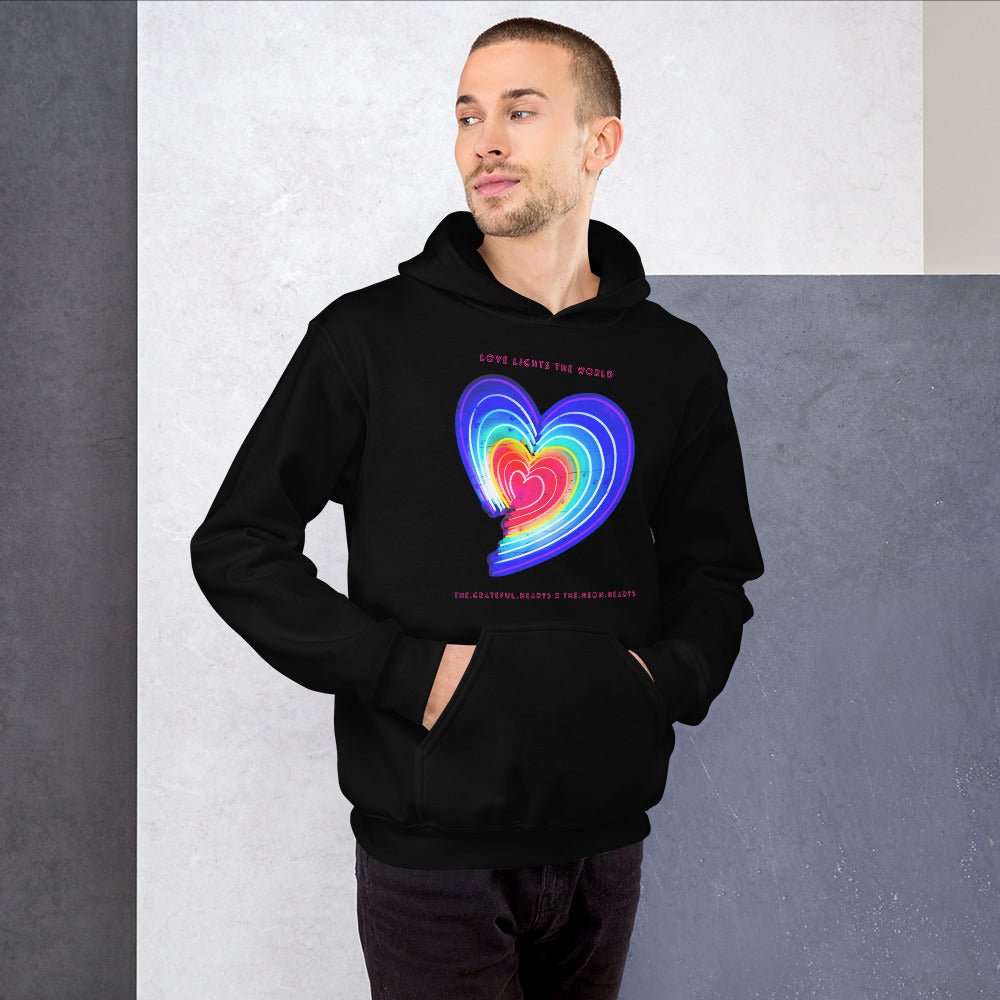 The Neon Heart - Love Lights The World ✨❤️ Heavy Blend Unisex Hoodie (Available in Various Colors!) - The Grateful Hearts